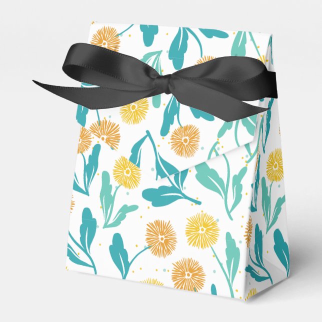 Yellow Dandelion Floral Pattern - Nature-Inspired  Favour Box (Front Side)