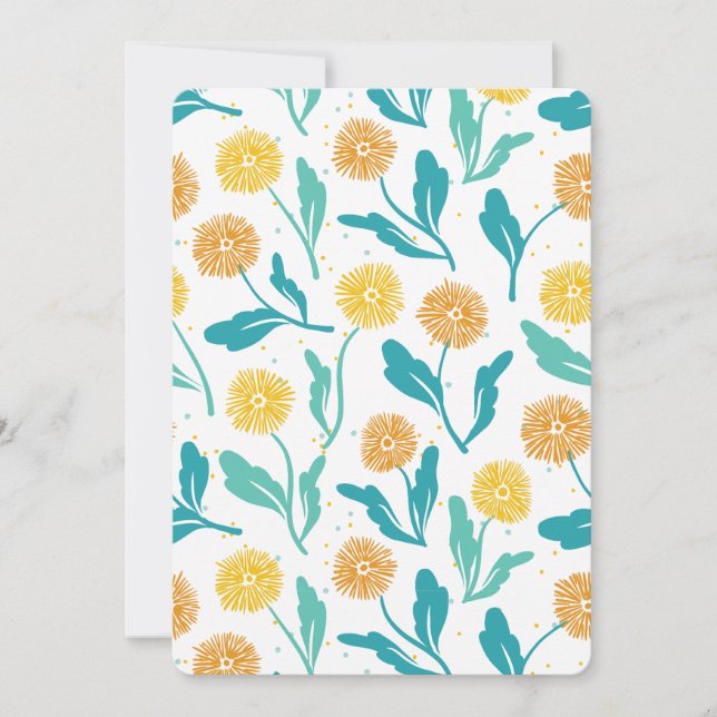 Yellow Dandelion Floral Pattern - Nature-Inspired  Holiday Card (Front)