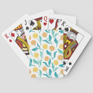 Yellow Dandelion Floral Pattern - Nature-Inspired  Playing Cards