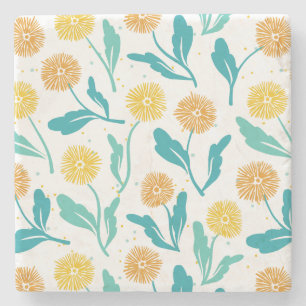 Yellow Dandelion Floral Pattern - Nature-Inspired Stone Coaster