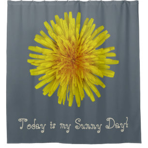 Yellow Dandelion Flower any Text on any Colour Shower Curtain
