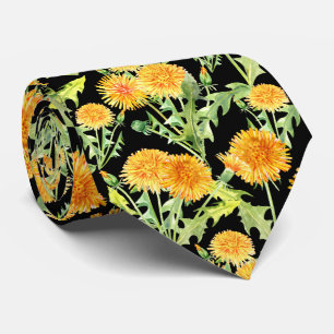 Yellow Dandelion Flowers on Black Tie