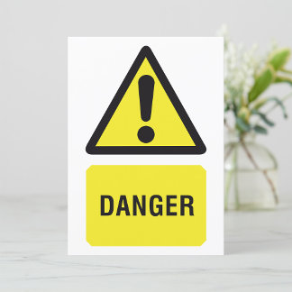 Yellow Danger Sign Invitation
