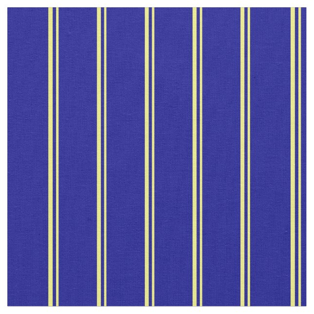 Yellow & Dark Blue Coloured Stripes/Lines Pattern Fabric (Close Up)