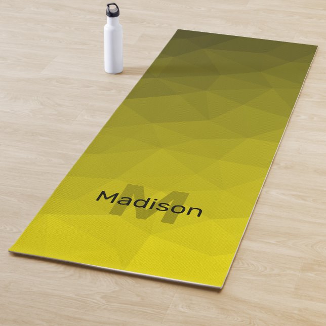 Yellow dark geometric mesh ombre pattern Monogram Yoga Mat (In Situ)