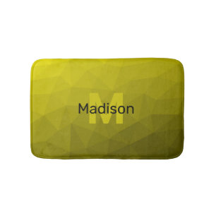 Yellow dark ombre geometric mesh pattern Monogram Bath Mat