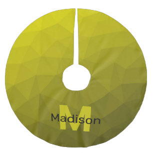 Yellow dark ombre geometric mesh pattern Monogram Brushed Polyester Tree Skirt