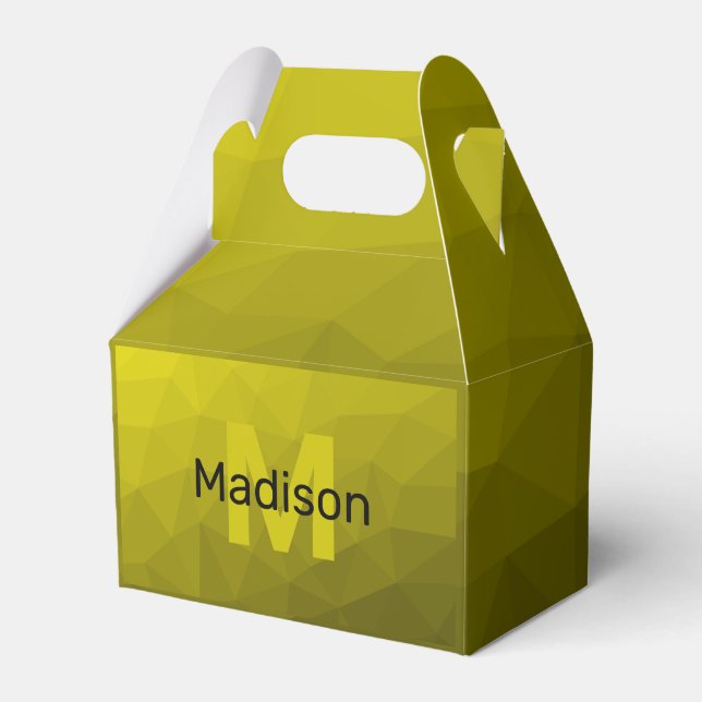 Yellow dark ombre geometric mesh pattern Monogram Favour Box (Front Side)