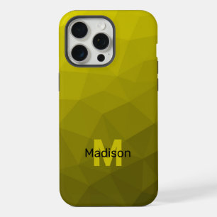 Yellow dark ombre geometric mesh pattern Monogram iPhone 15 Pro Max Case