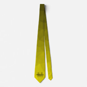 Yellow dark ombre geometric mesh pattern Monogram Tie