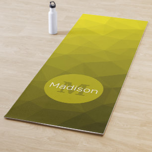Yellow dark ombre gradient geometric mesh Monogram Yoga Mat