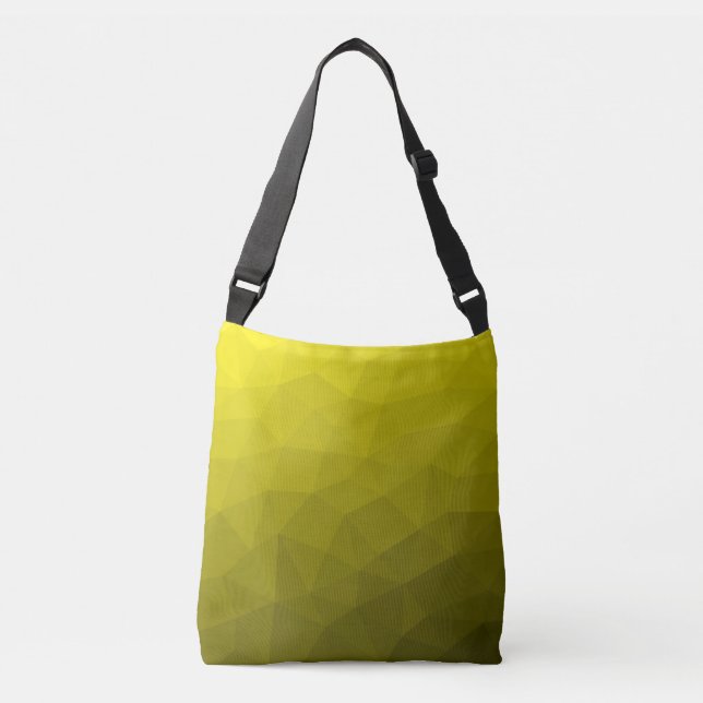 Yellow dark ombre gradient geometric mesh pattern crossbody bag (Front)