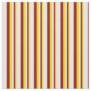 Yellow, Dark Red, and White Pattern of Stripes Fabric