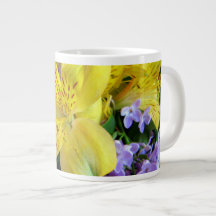 Yellow Daylilies & Purple Lilac Flowers
