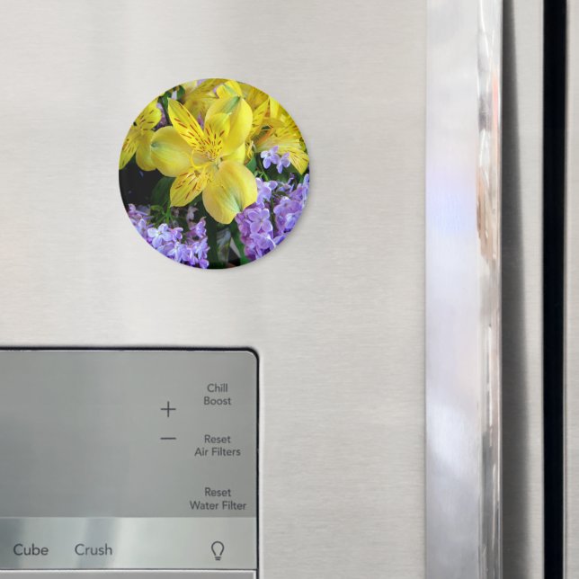 Yellow Daylilies & Purple Lilac Flowers Magnet (In Situ (Fridge))