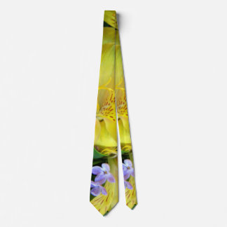 Yellow Daylilies & Purple Lilac Flowers Tie