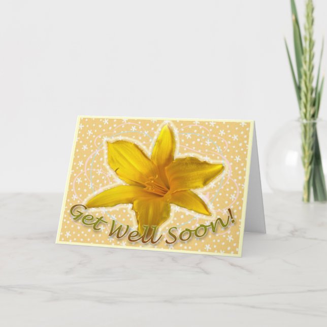 Yellow Daylily Get Well Soon Card (Front)