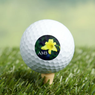 Yellow Daylily Monogram Golf Balls