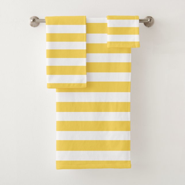 Yellow Deckchair Stripes Bath Towel Set (Insitu)