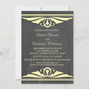 Yellow Deco Chalkboard Bridal Shower Invite