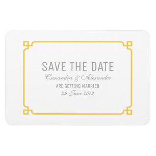 Yellow Deco Chic Save the Date Magnet