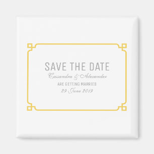 Yellow Deco Chic Save the Date Magnet