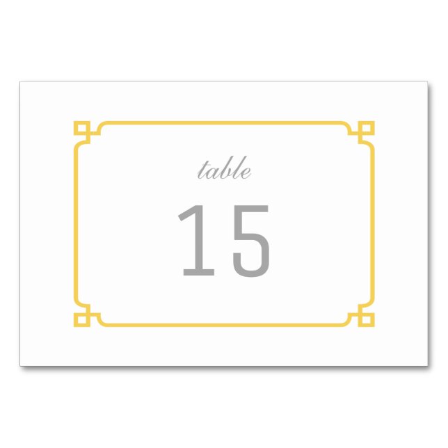 Yellow Deco Chic Table Card (Front)