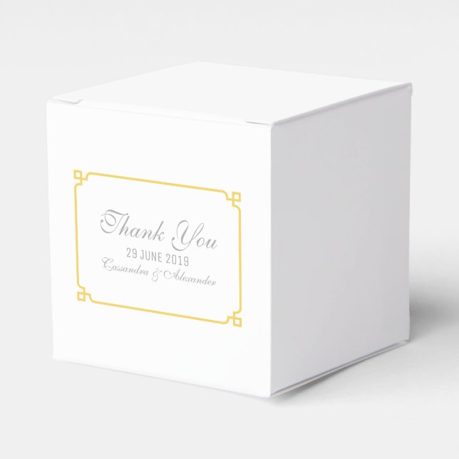 Yellow Deco Chic Wedding Favour Box (Front Side)