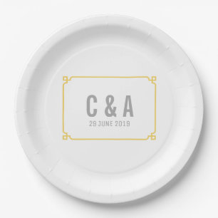 Yellow Deco Chic Wedding Paper Plate