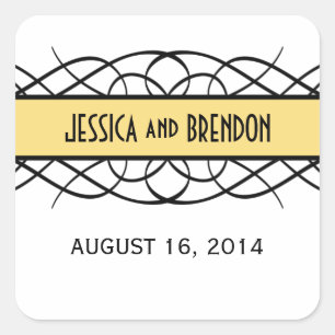 Yellow Deco Flourish Wedding Stickers