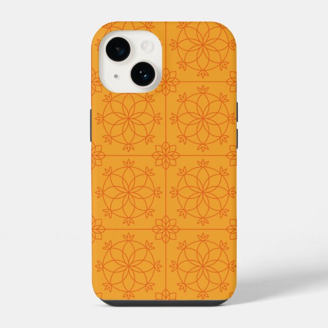 Yellow Decorative mandala art geometric Pattern iPhone Case (Back)