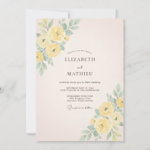 Yellow Delicate Floral Spring Wedding Invitation