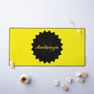 Yellow Desk Mat Personalised with Name and Initial