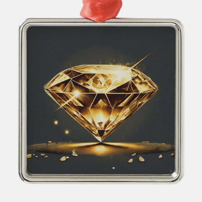 Yellow Diamond and Black  Metal Tree Decoration (Front)