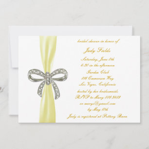 Yellow Diamond Bow Bridal Shower Invitation