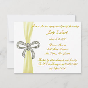 Yellow Diamond Bow Engagement Party Invitation