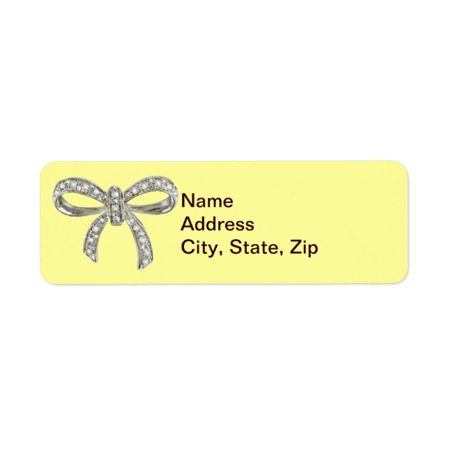 Yellow Diamond Bow Wedding Address Labels (Front)