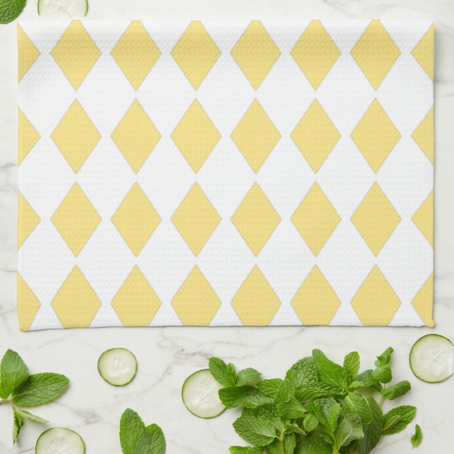 Yellow Diamond Design Tea Towel (Folded)