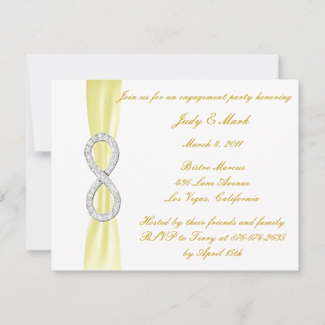 Yellow Diamond Infinity Engagement Party Invite (Front)
