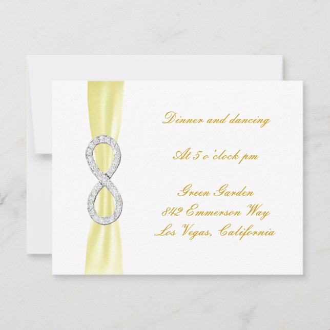 Yellow Diamond Infinity Wedding Reception Card (Front)