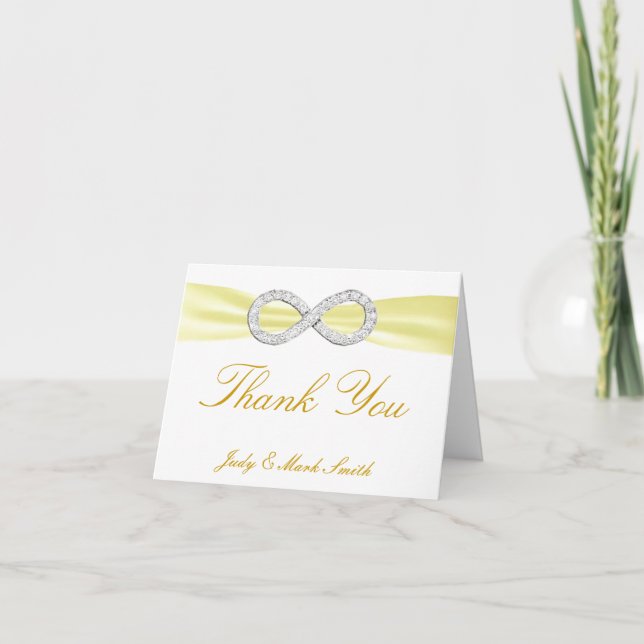 Yellow Diamond Infinity Wedding Thank You Card (Front)