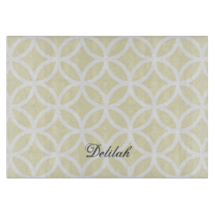 Yellow Diamond Pattern Personalised Cutting Board