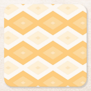 Yellow diamond pattern square paper coaster