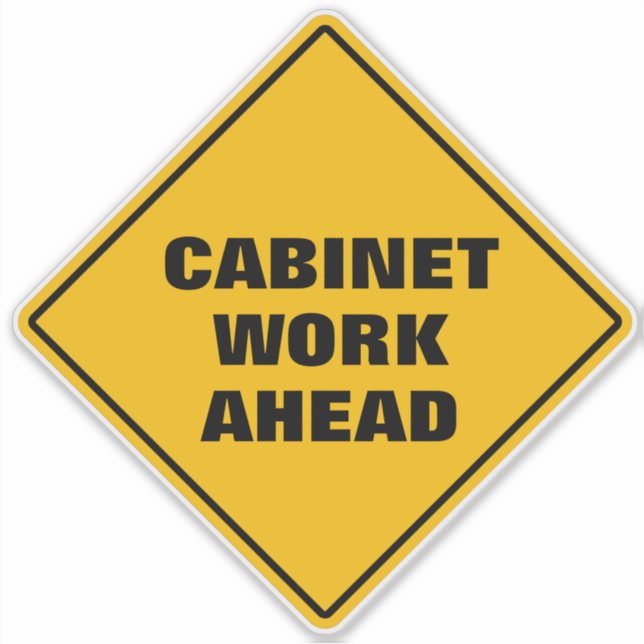 Yellow diamond road sign cabinet work ahead  (Front)