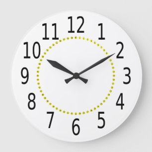 yellow diamonds black numbers large clock