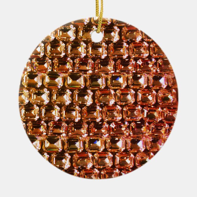 Yellow diamonds,  orange diamonds , gemstone   ceramic tree decoration (Front)