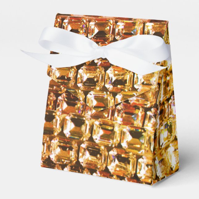 Yellow diamonds,  orange diamonds , gemstone   favour box (Front Side)