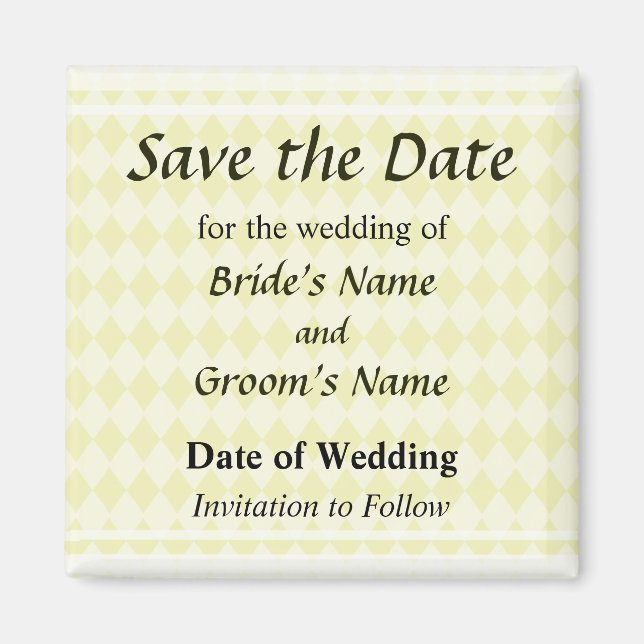 Yellow Diamonds Save the Date Magnet (Front)
