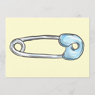 Yellow diaper pin shower invitation