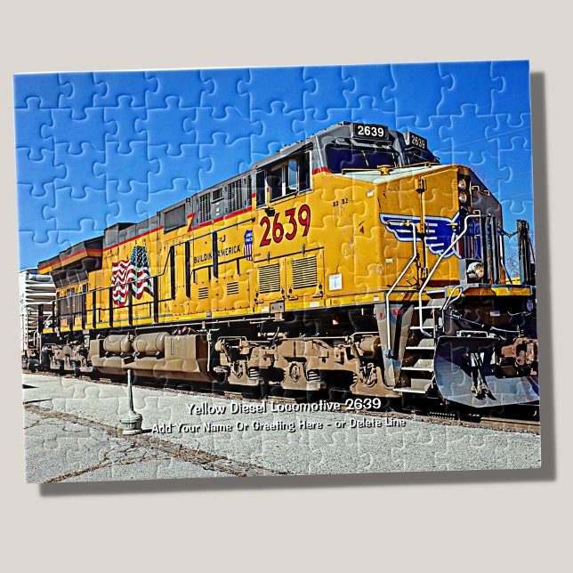 Yellow Diesel Locomotive Train - Add Name  Jigsaw Puzzle (Creator Uploaded)